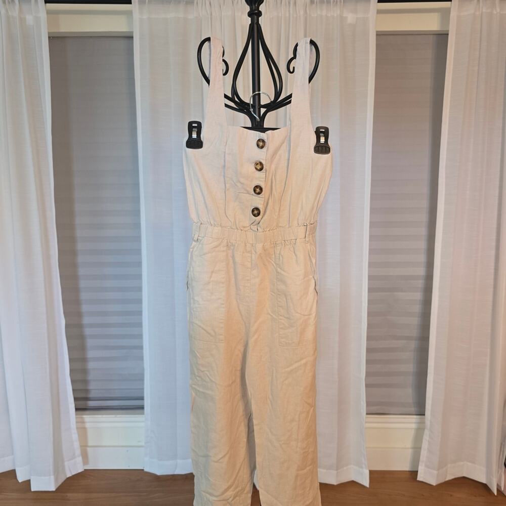 Mimi Chica Cream Button-Front Jumpsuit